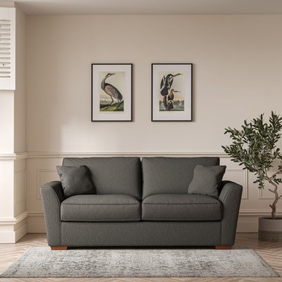 Florence Textured Woven 3 Seater Sofa with Dark Brown Wood Legs SO'HOME