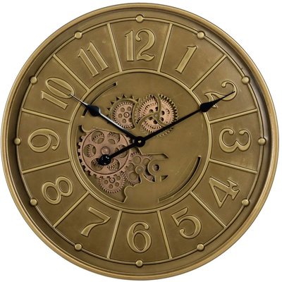 Horloge murale ronde en métal doré engrenage 60x60x8cm WADIGA