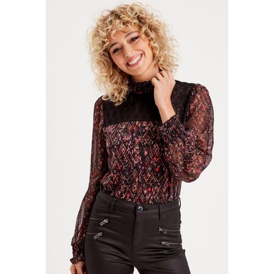 Blouse col montant smocké CACHE CACHE