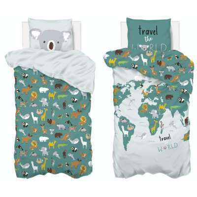 Parure de lit enfant imprimée Carte du Monde ATMOSPHERA
