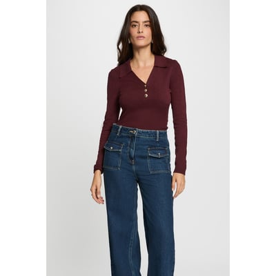 Pull ajusté col polo MORGAN