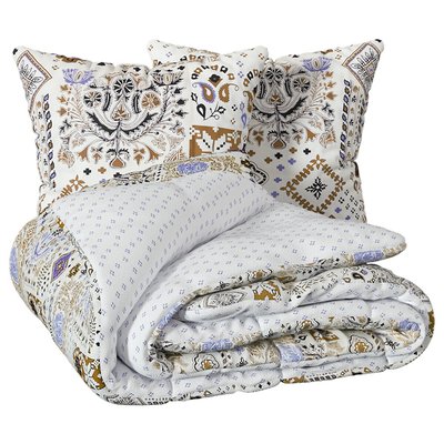 Housse couette + 2 taies Bleu Mediterraneen EDEN