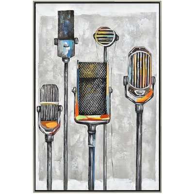Tableau musique micros vintage cadre argent 90x60 PIER IMPORT