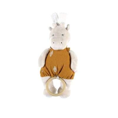 Peluche mini musicale Tiga en veloudoux, beige/ocre NOUKIE'S