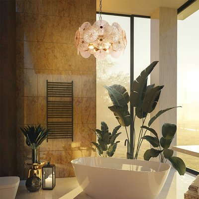 Suspension rétro en verre - forme soleil stylisé YUMA PIER IMPORT