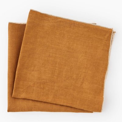 2 serviettes de table en lin antilope, 40x40 MONOPRIX