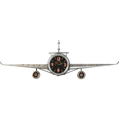 horloge murale avion métal argenté style vintage industriel RECOLLECTION