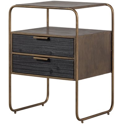 Chevet 2 tiroirs en fer et bois POLITE BEPUREHOME