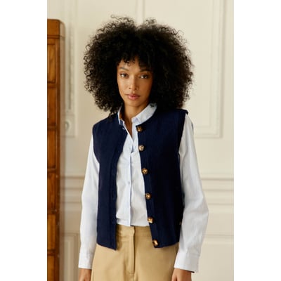 Gilet col rond sans manches boutonné, MORINI LA PETITE ETOILE