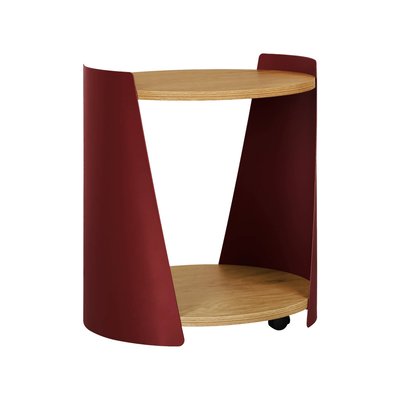 Table d'appoint, table de chevet métal courbé et décor bois avec roulettes MOLTO SWEEEK