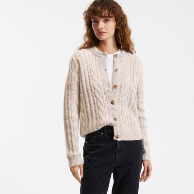 Chunky Knit Buttoned Cardigan with Crew Neck LA REDOUTE COLLECTIONS