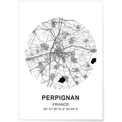Affiche Carte Perpignan L'AFFICHERIE
