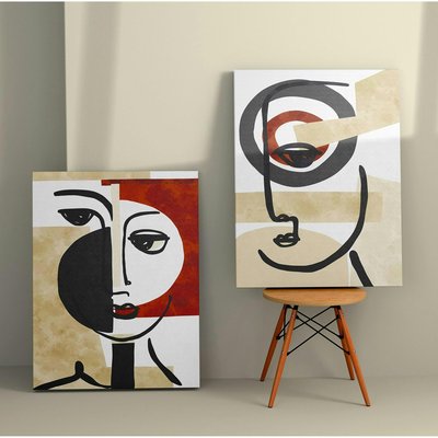Tableau abstrait visage – style minimaliste (set de 2) PIER IMPORT