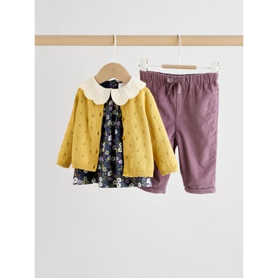 Cardigan, haut et pantalon en velours bébé NEXT