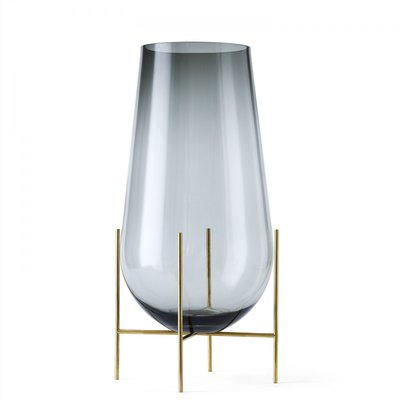 Vase Echasse Large Verre Fumé et Laiton H 60 Diam 30 cm AUDO COPENHAGEN