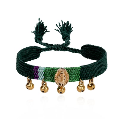 Bracelet en tissu réglable avec cabochon central et pampilles CIPRA HIPANEMA