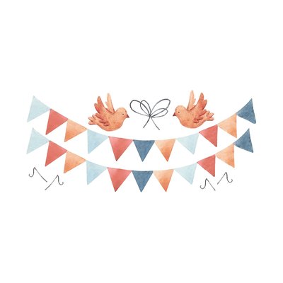 Grand sticker guirlande de fanion et oiseaux GENTLE FRIENDS LILIPINSO