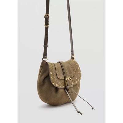 Sac en cuir suédé à clous MANGO