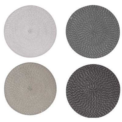 Set de 4 sets de table ronds gris - 38cm WADIGA