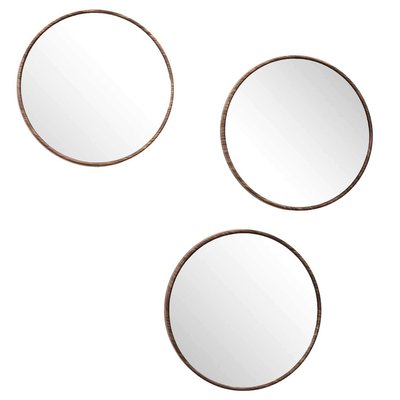 Lot de 3 miroirs ronds imitation bois THE HOME DECO FACTORY
