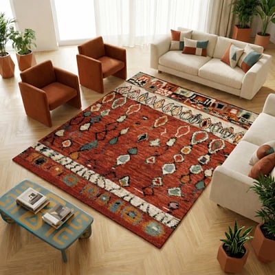 Tapis berbère tissé motifs tribaux LYN8 MOROCO UN AMOUR DE TAPIS