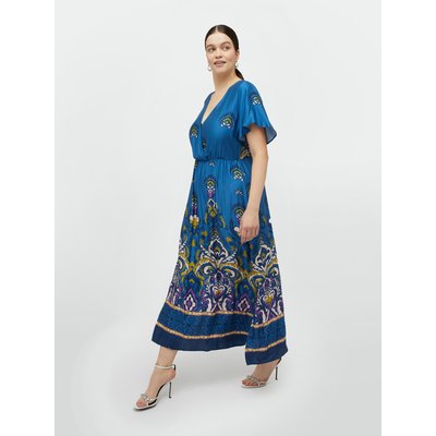 Robe longue en satin avec impression placée, avec bords dans le bas FIORELLA RUBINO