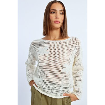 Pull maille en crochet fleurs LILI SIDONIO