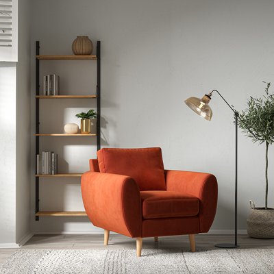 Ada Scandi Velvet Armchair with Light Wood Legs SO'HOME