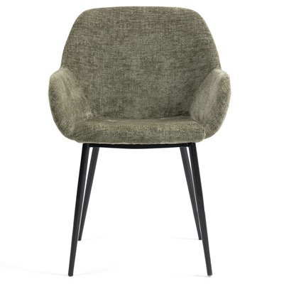 Chaise repas accoudoirs tissu chenille  pied métal HIBIS ZAGO