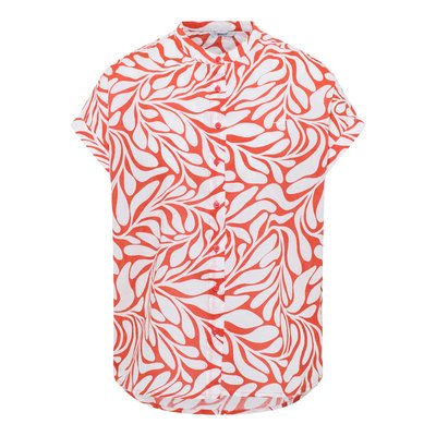 Chemisier FEMME Mustang coton avec manches courtes et col rond blanc et rouge MUSTANG