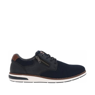 Baskets en Mesh bleu marine à patchs simili cuir, lacets tressés et zip latéral RIEKER