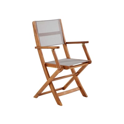 Fauteuil de jardin en acacia et textilène pliant  HANOÏ BERAH GETAH