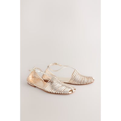 Sandales à brides et bout carré en cuir NEXT
