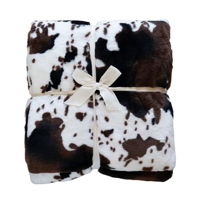 Plaid doux à motif peau de vache avec dos en velours - QABANE HOME MAISON