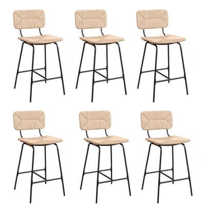 Lot de tabourets de bar et d'ilot en métal et assise rotin 65cm TIDRA|Lot de 6 | Lot de 6 MOB IN