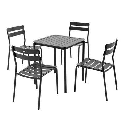 Table de terrasse 70cm et 4 chaises en aluminium, ALMADA OVIALA