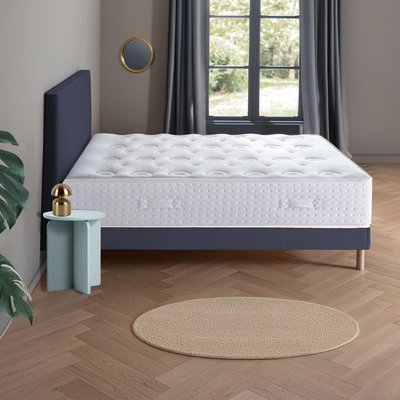 Ensemble - Matelas mi-ferme + sommier + Tête de lit Blanc/Bleu LE VERITABLE DODO