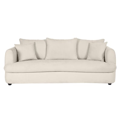 Canapé déhoussable 3-4 places design haricot en tissu effet velours beige clair SACHA MILIBOO
