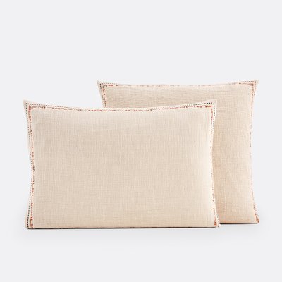 Thesari Linen and Cotton Muslin Two-Sided Pillowcase LA REDOUTE INTERIEURS