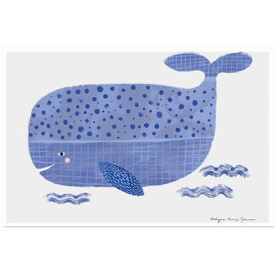 Affiche enfant baleine bleue HEXOA