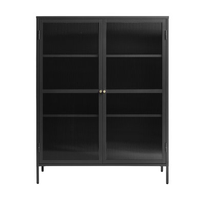 Vaisselier 2 portes en verre strié et métal H140cm - BJORN DRAWER