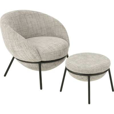 Chaise longue grise avec repose pied métal confort élégant RECOLLECTION