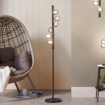 Blain 6-Light Smoke Glass Orb Floor Lamp SO'HOME
