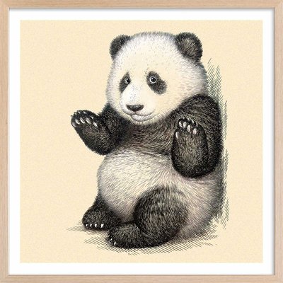 Affiche enfant Affiche illustration vintage panda HEXOA