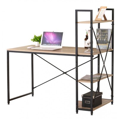 Bureau bois et métal noir avec étagère - 120x64x120cm URBAN LIVING