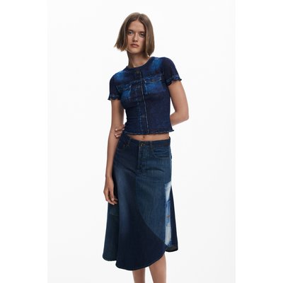 Desigual - Jupe en denim patchwork DESIGUAL