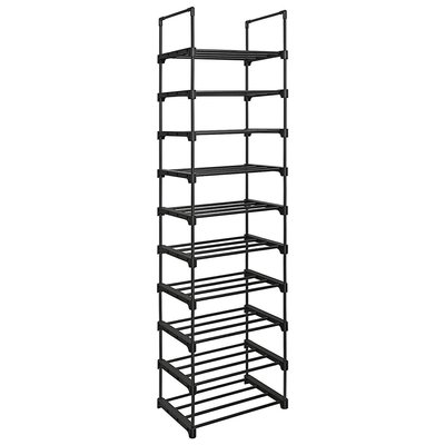 Etagère à Chaussures en Fer Noir avec 10 Niveaux Modulables - L45 x H174 cm CALICOSY