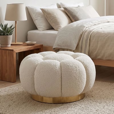 Pouf en tissu bouclé en forme de fleur D65 - JUST HELLIN, DEPUIS 1862
