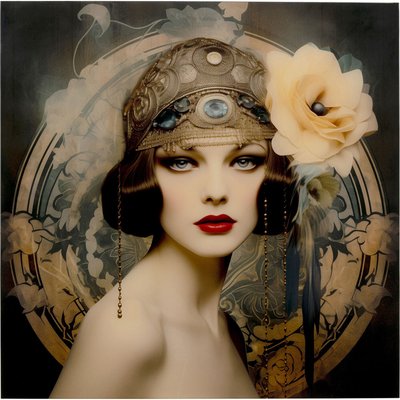 Tableau en verre femme rétro 100x100cm KARE DESIGN