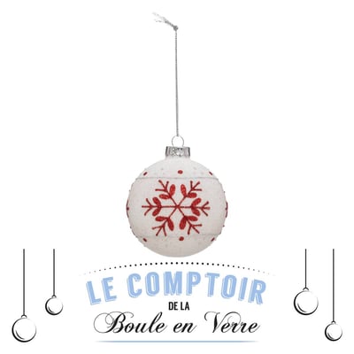 Boule de Noël en Verre 70 mm Givré Imprimé FEERIC LIGHTS & CHRISTMAS